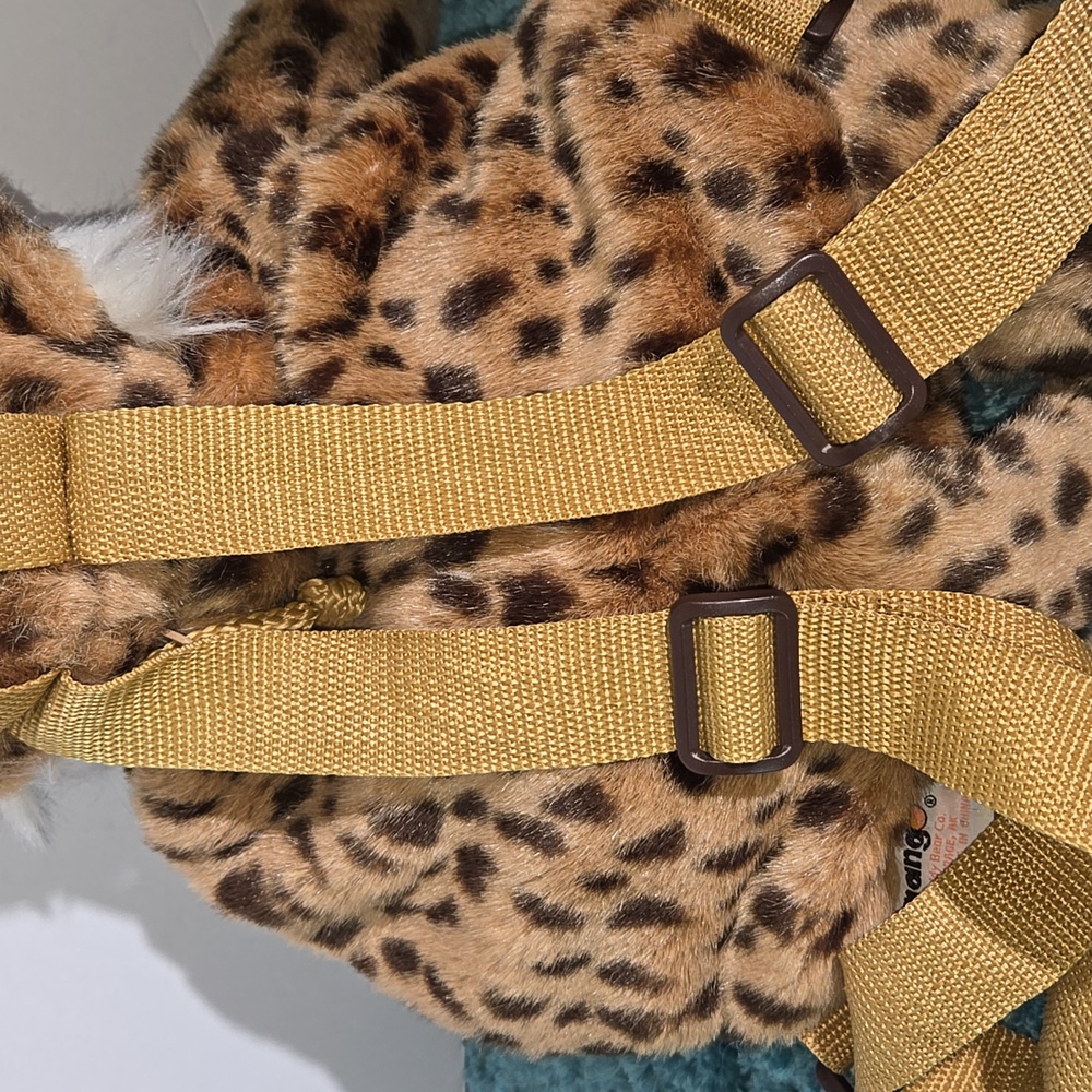 Mango Brown Leopard Stuffed Animal backpack purse - Picture 6 of 8